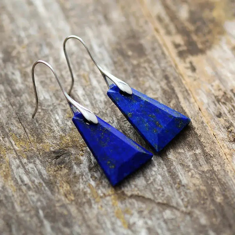 Lapis Lazuli Trapezoid Drop Earrings - Stylemz