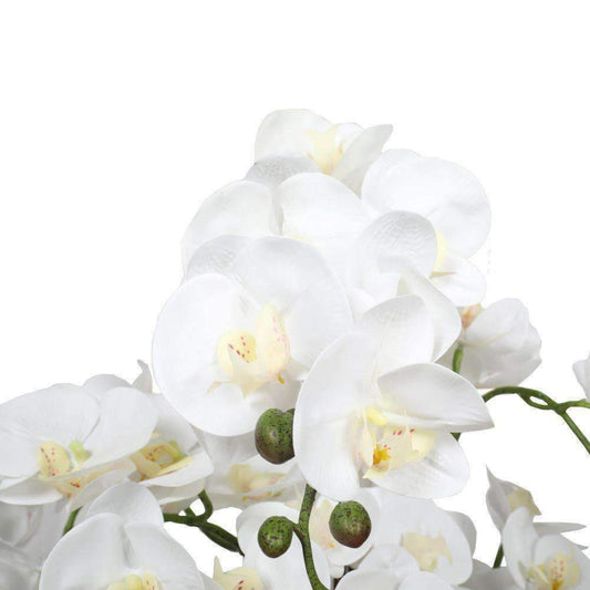 Large Multi-Stem White Potted Faux Orchid 65cm for Home Decor