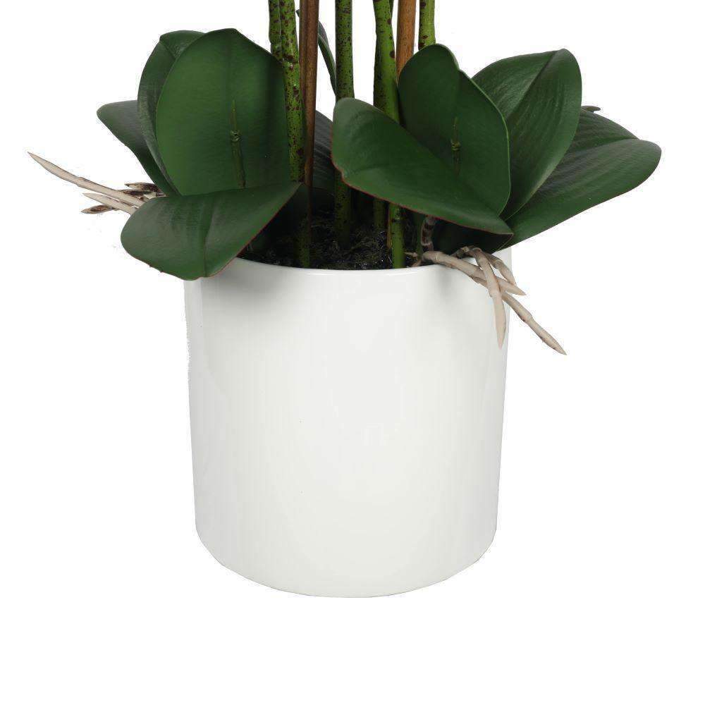 Large Multi-Stem White Potted Faux Orchid 65cm for Home Decor