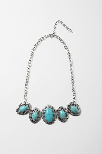 Leaflet Turquoise Necklace with Unique Hand-Cut Stones