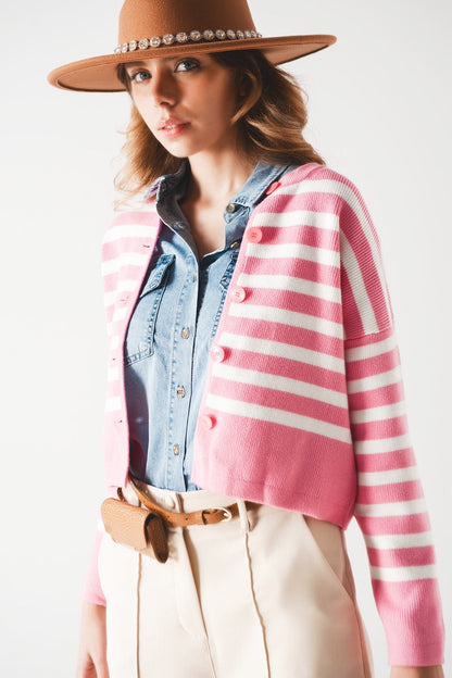 Lightweight Stripe Cardigan in Pink for Cozy Chic Style