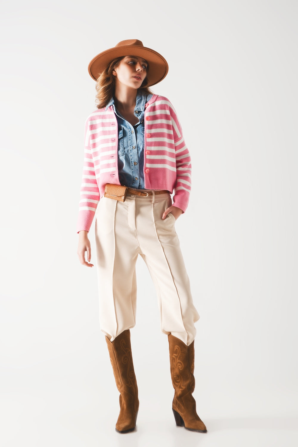 Lightweight Stripe Cardigan in Pink for Cozy Chic Style