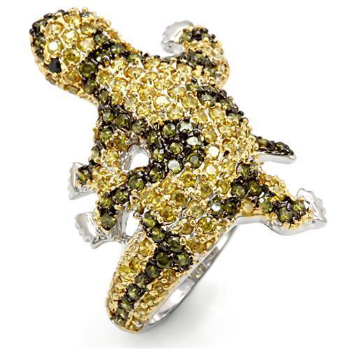 LO1591 Gold Ruthenium Brass Ring with AAA Grade CZ