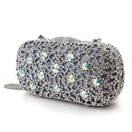 LO2364 Imitation Rhodium Clutch with Top Grade Crystal