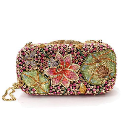 LO2375 - Ancientry Gold White Metal Clutch with Crystal