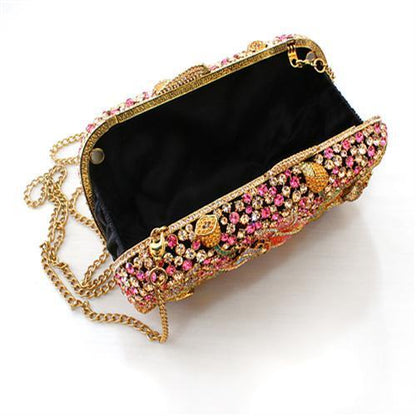 LO2375 - Ancientry Gold White Metal Clutch with Crystal