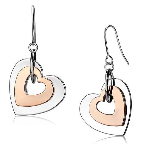 LO2675 - Rose Gold Rhodium Iron Earrings No Stone