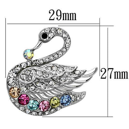 LO2788 Imitation Rhodium Brooch with Multi-Color Crystal