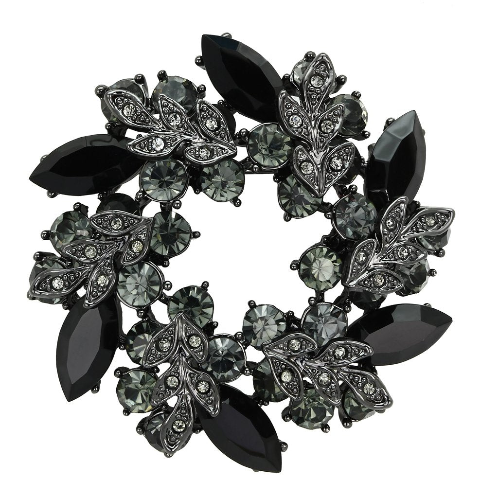 LO2917 Ruthenium White Metal Brooches with Top Grade Crystal