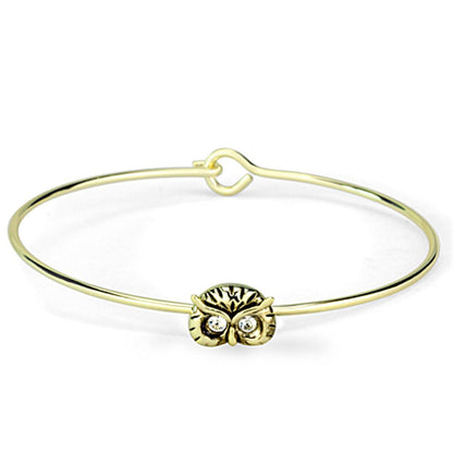 LO3275 - Gold Brass Bangle with Clear Top Grade Crystal