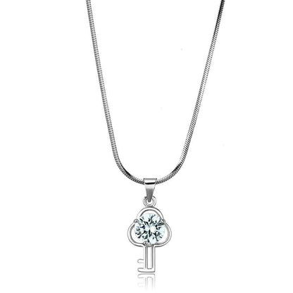 LO4161 Rhodium Brass Chain Pendant with AAA CZ in Clear