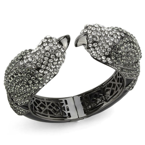 LO4333 Ruthenium Brass Bangle with Multi Color Crystal