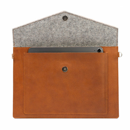 Leather Bag for MacBook with iPad Pocket - Custom Fit