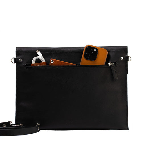 Leather Bag for MacBook with iPad Pocket - Custom Fit