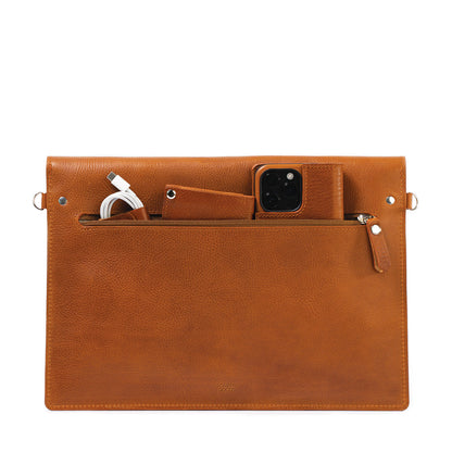 Leather Bag for MacBook with iPad Pocket - Custom Fit