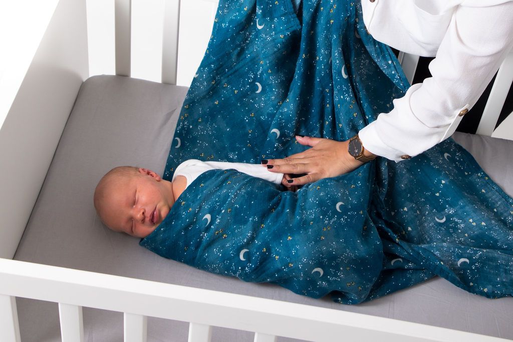 Organic Swaddle Set - Fly Me To The Moon Starry Night Hot Air