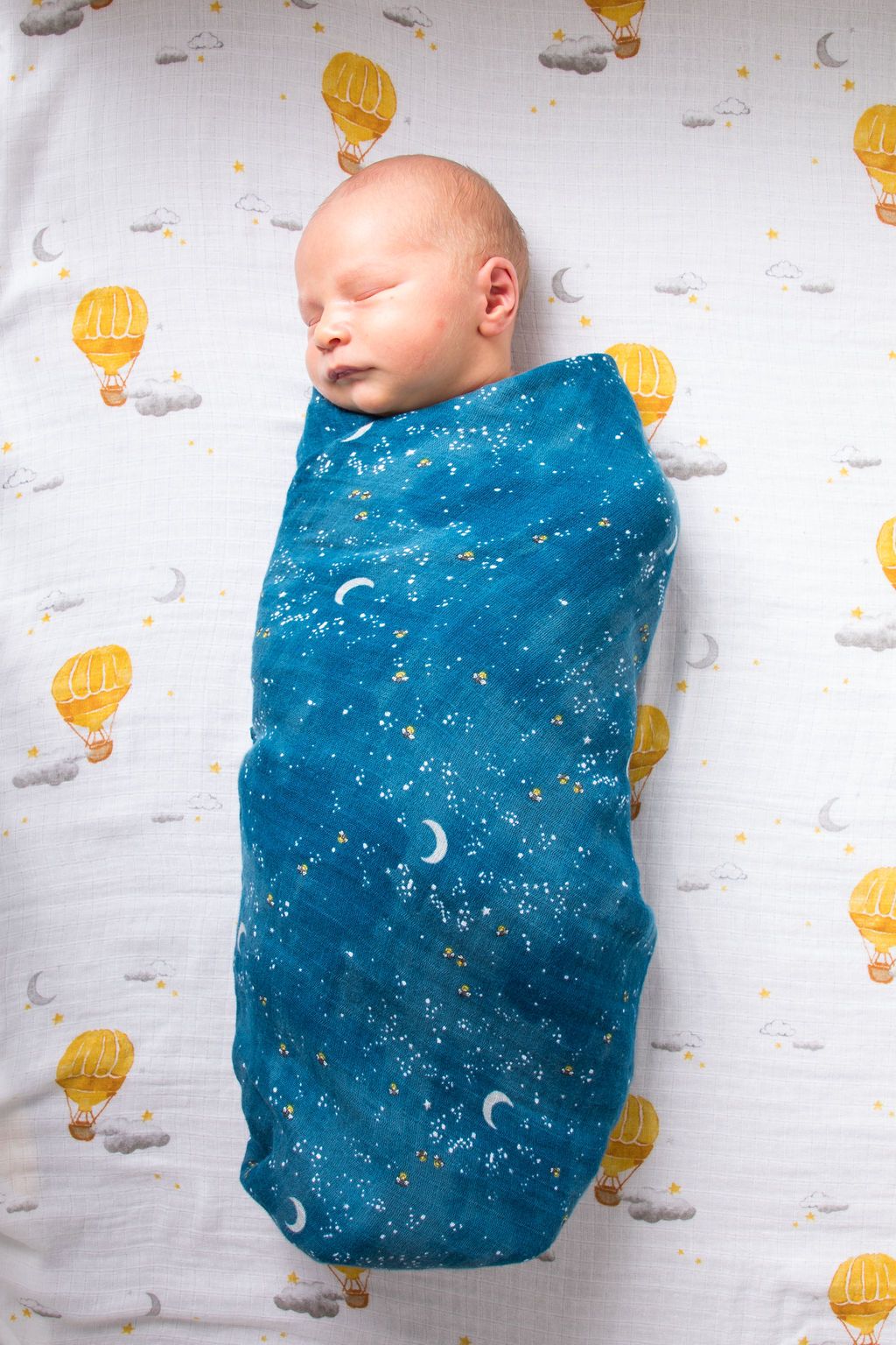 Organic Swaddle Set - Fly Me To The Moon Starry Night Hot Air