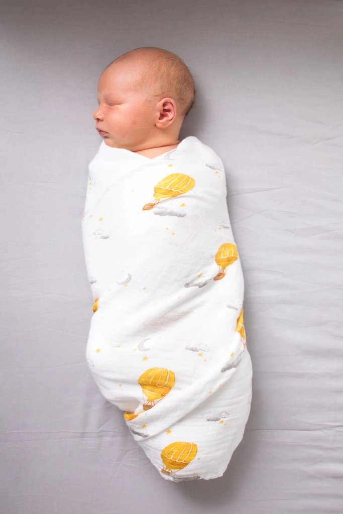 Organic Swaddle Set - Fly Me To The Moon Starry Night Hot Air