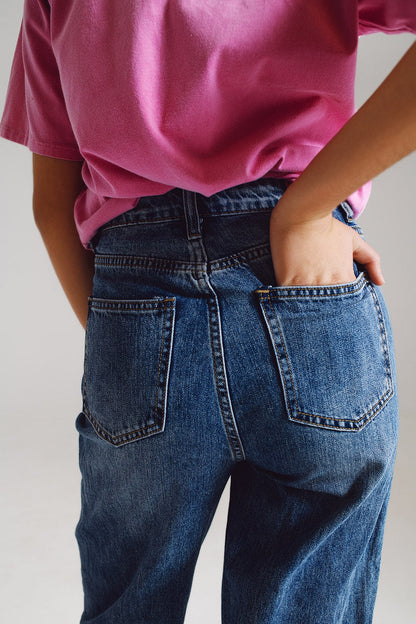 Medium Washed High-Rise Mom Style Jeans for Everyday Wear