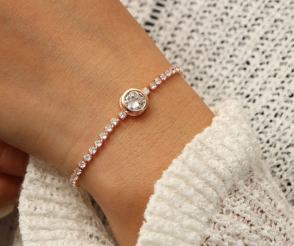 Crystal Tennis Bracelet in Rose Gold and Silver Options