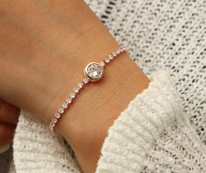 Crystal Tennis Bracelet in Rose Gold and Silver Options