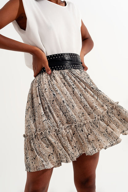 Mini Skirt With Snake Print for Casual Stylish Looks