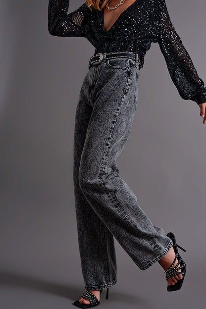 Mom Jeans With High Waist in Black for Casual Style