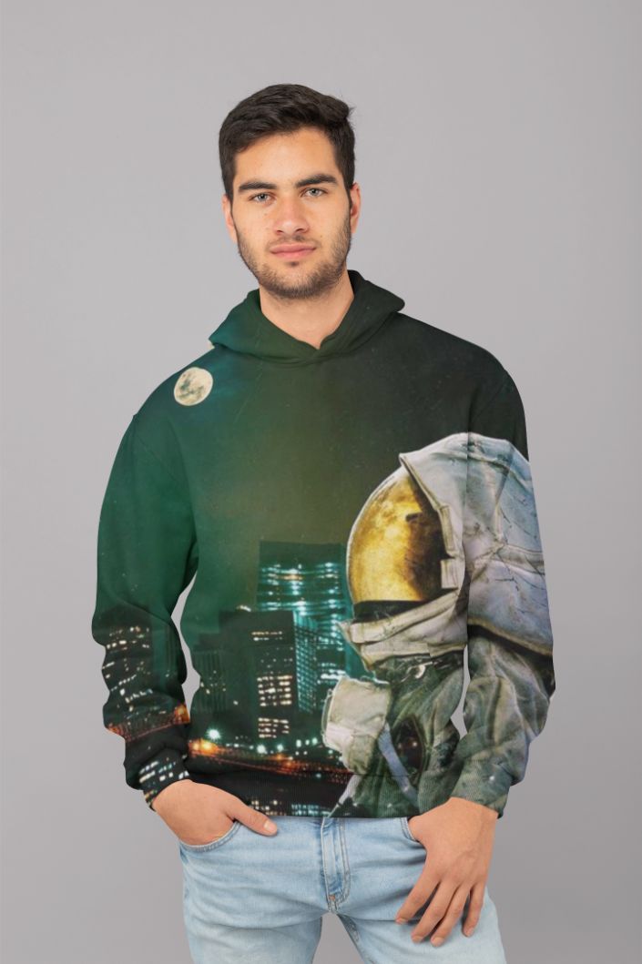 Moon and the City UNISEX Sublimation Hoodie in Soft Fabric