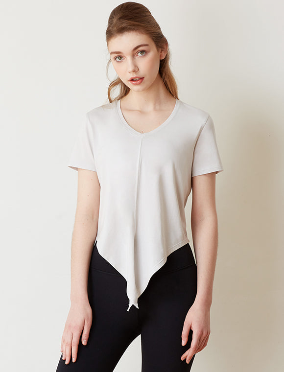 Knot Your Race V Neck Short Sleeve Cropped Tee for Comfort