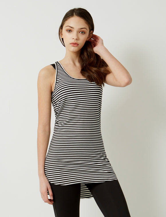 Stripe Ribbed Long Tank for Effortless Style and Comfort