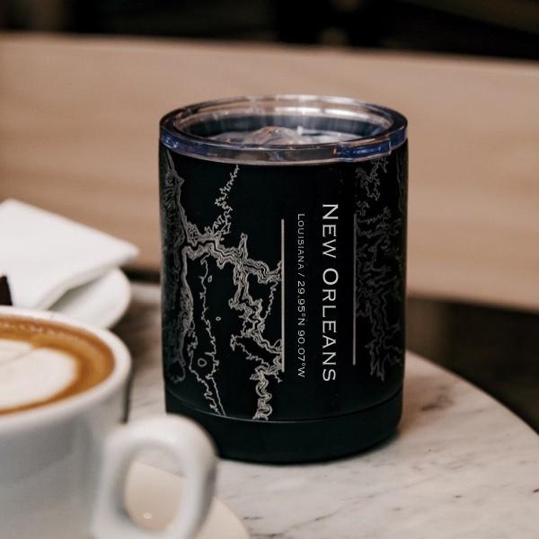 New Orleans - Louisiana Map Insulated Cup in Matte Black - Stylemz