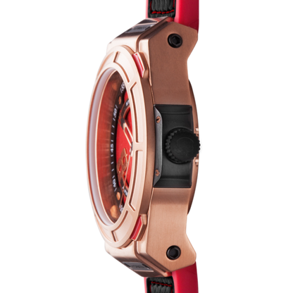 Otto Red Rose Gold Luxury Sports Watch with Black Strap