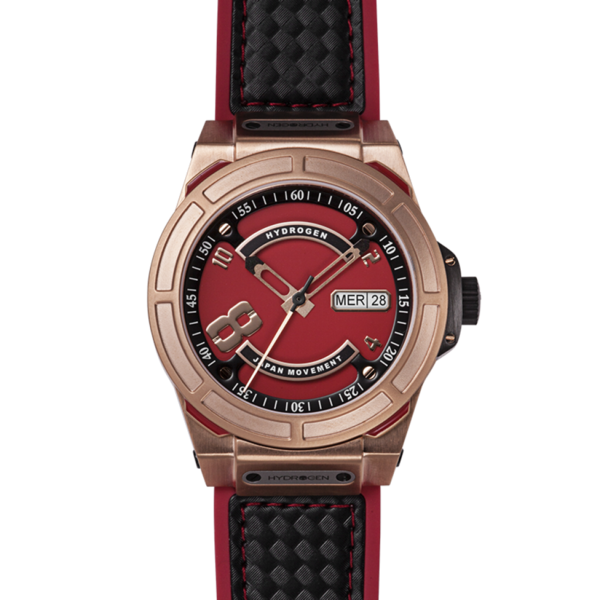 Otto Red Rose Gold Luxury Sports Watch with Black Strap