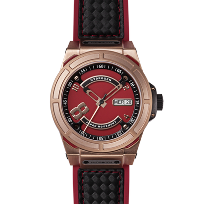 Otto Red Rose Gold Luxury Sports Watch with Black Strap