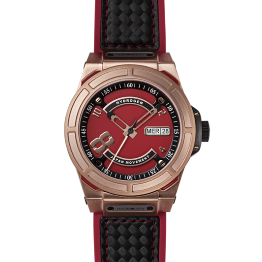 Otto Red Rose Gold Luxury Sports Watch with Black Strap