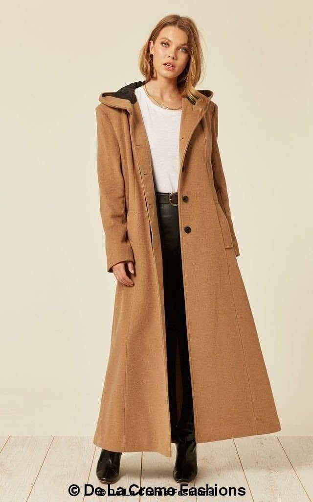 Oversized Wool Blend Hooded Long Coat (1716) for Cold Weather