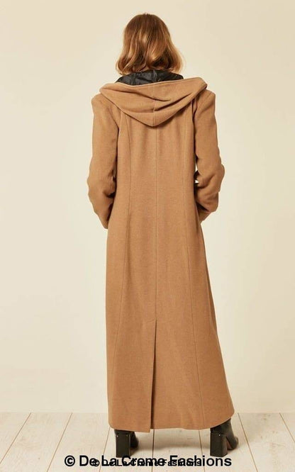 Oversized Wool Blend Hooded Long Coat (1716) for Cold Weather