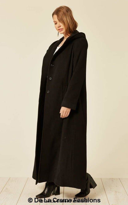 Oversized Wool Blend Hooded Long Coat (1716) for Cold Weather