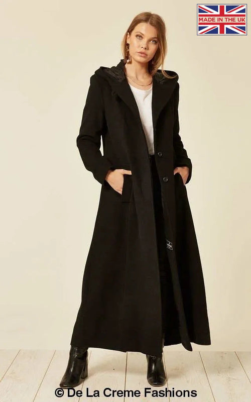 Oversized Wool Blend Hooded Long Coat (1716) for Cold Weather