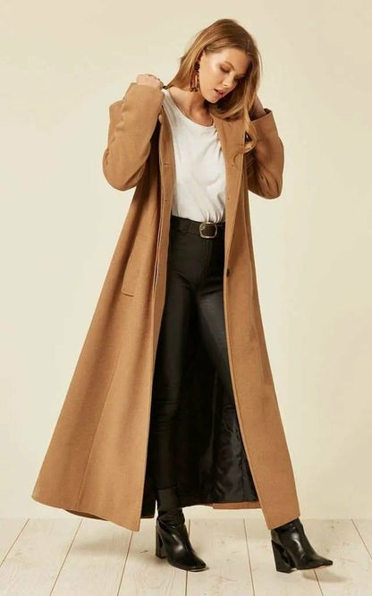 Oversized Wool Blend Hooded Long Coat (1716) for Cold Weather