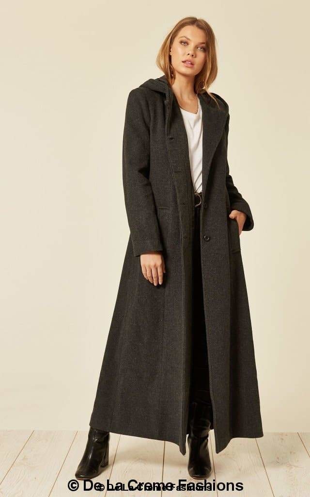 Oversized Wool Blend Hooded Long Coat (1716) for Cold Weather