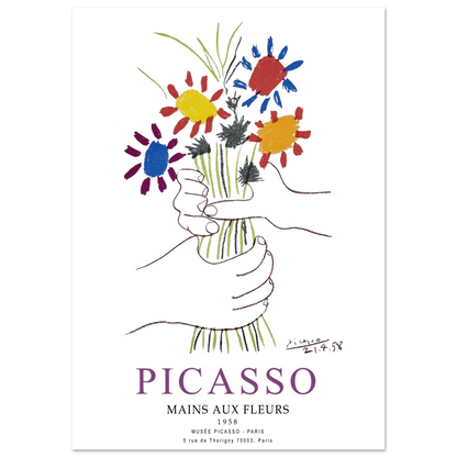 Pablo Picasso Hands With Flowers 1958 Artwork Poster Print