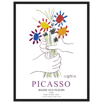 Pablo Picasso Hands With Flowers 1958 Artwork Poster Print