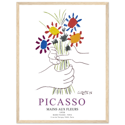 Pablo Picasso Hands With Flowers 1958 Artwork Poster Print