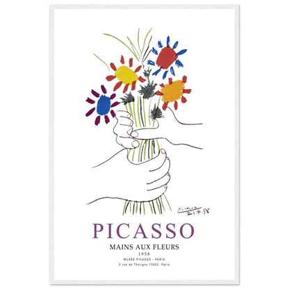 Pablo Picasso Hands With Flowers 1958 Artwork Poster Print