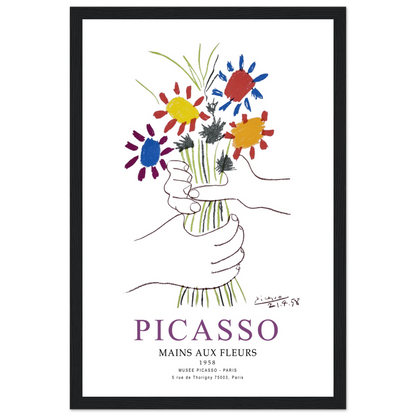 Pablo Picasso Hands With Flowers 1958 Artwork Poster Print