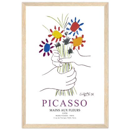 Pablo Picasso Hands With Flowers 1958 Artwork Poster Print