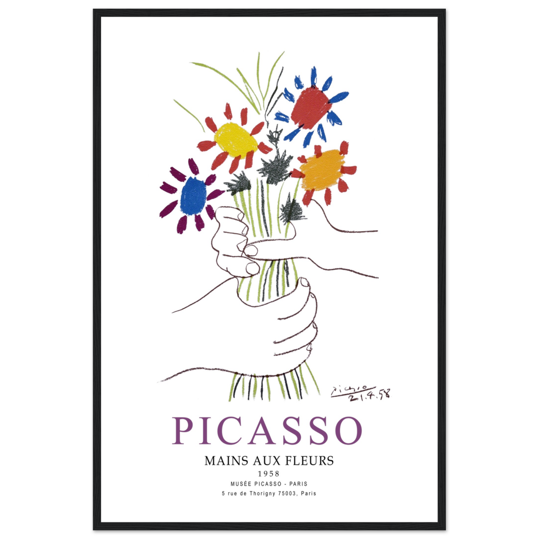 Pablo Picasso Hands With Flowers 1958 Artwork Poster Print