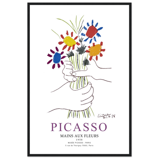 Pablo Picasso Hands With Flowers 1958 Artwork Poster Print