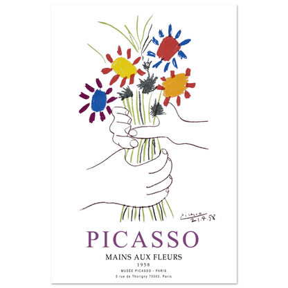 Pablo Picasso Hands With Flowers 1958 Artwork Poster Print